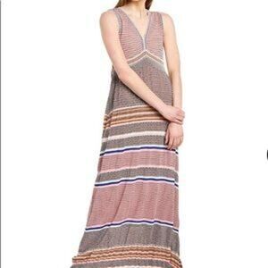 Aldomartins Dress Sierra Colorful Bamboo Knit Boho Maxi Sleeveless Medium